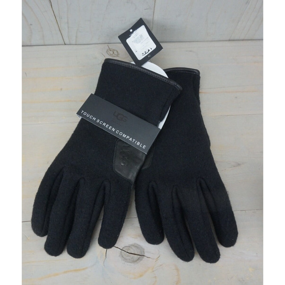 ugg mens fabric and leather smart gloves large nwt - Picture 1 of 4